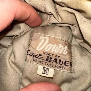 Vintage Eddie Bauer Goose Down Cap Hat Trapper Faux Fur Ear Flaps M 1960s Rare